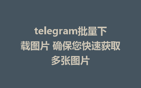 telegram批量下载图片 确保您快速获取多张图片