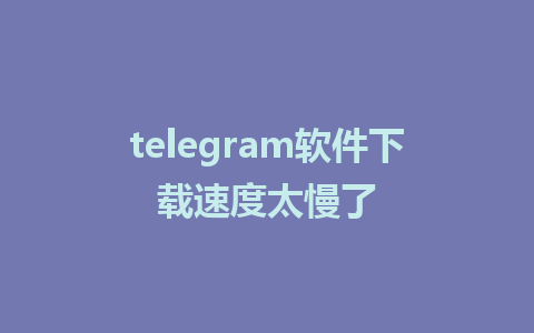 telegram软件下载速度太慢了