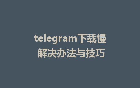 telegram下载慢 解决办法与技巧