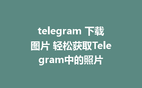 telegram 下载图片 轻松获取Telegram中的照片