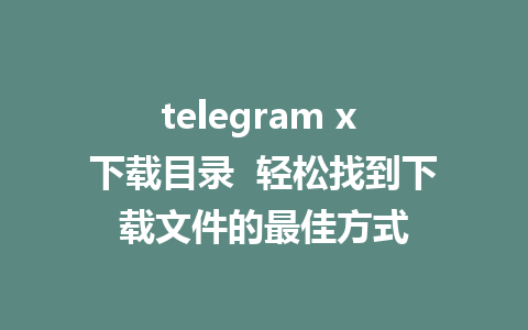 telegram x 下载目录  轻松找到下载文件的最佳方式